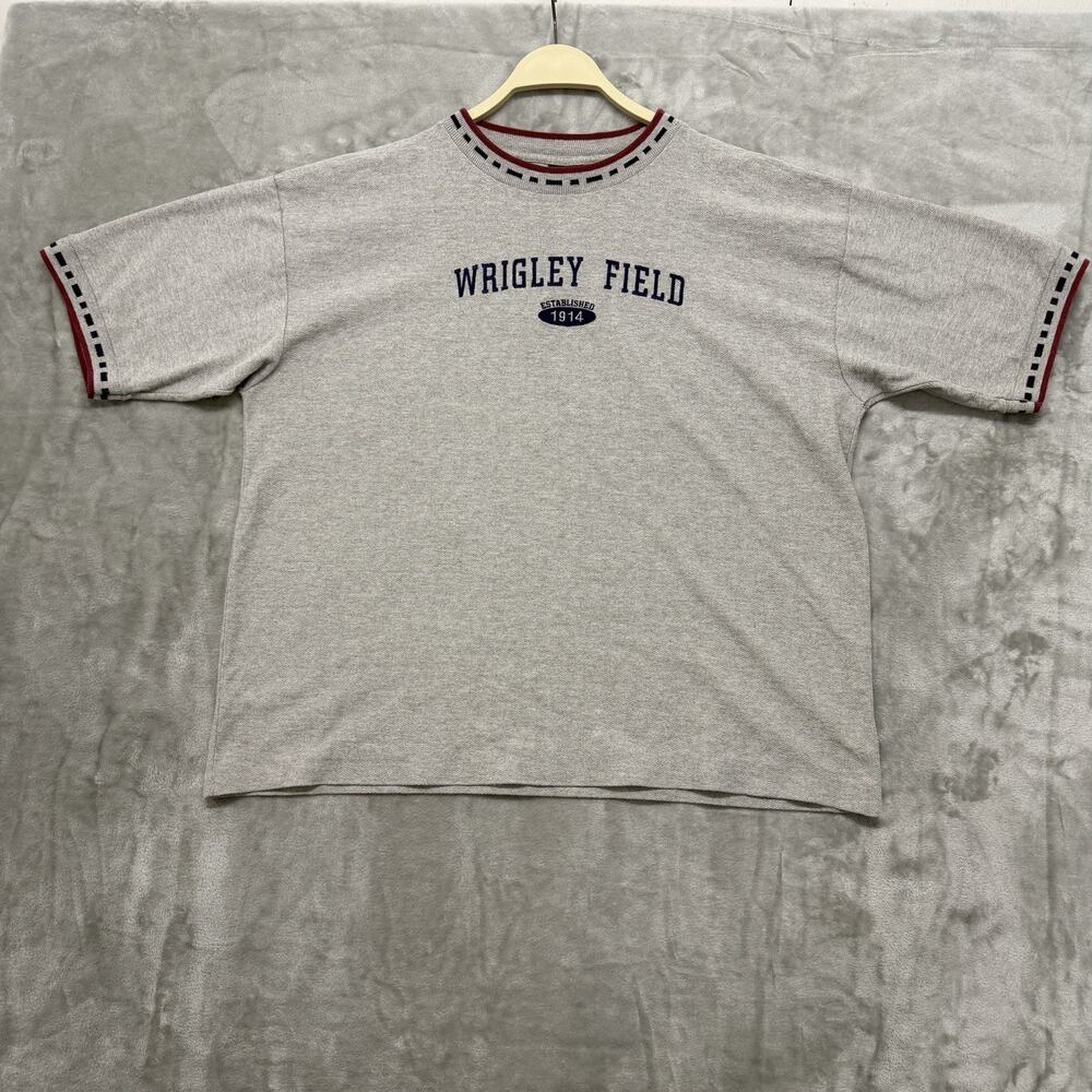 Vintage 90s Wrigley Field Heavyweight Ringer Boxy Knit Shirt XXL Made In USA